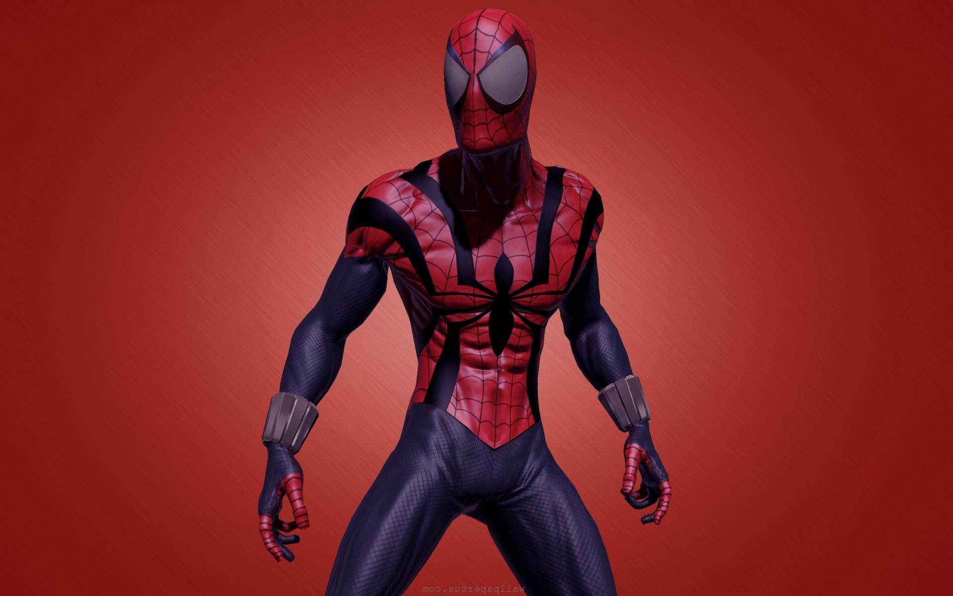Spiderman Comics Spider-man Superhero over red background Wallpaper