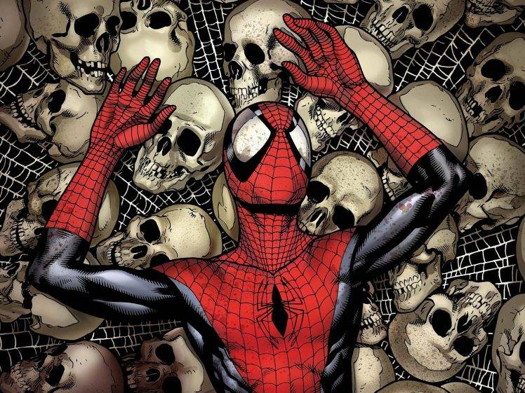 Spiderman Comics Spider-man Superhero with skulls HD Wallpaper Desktop Background