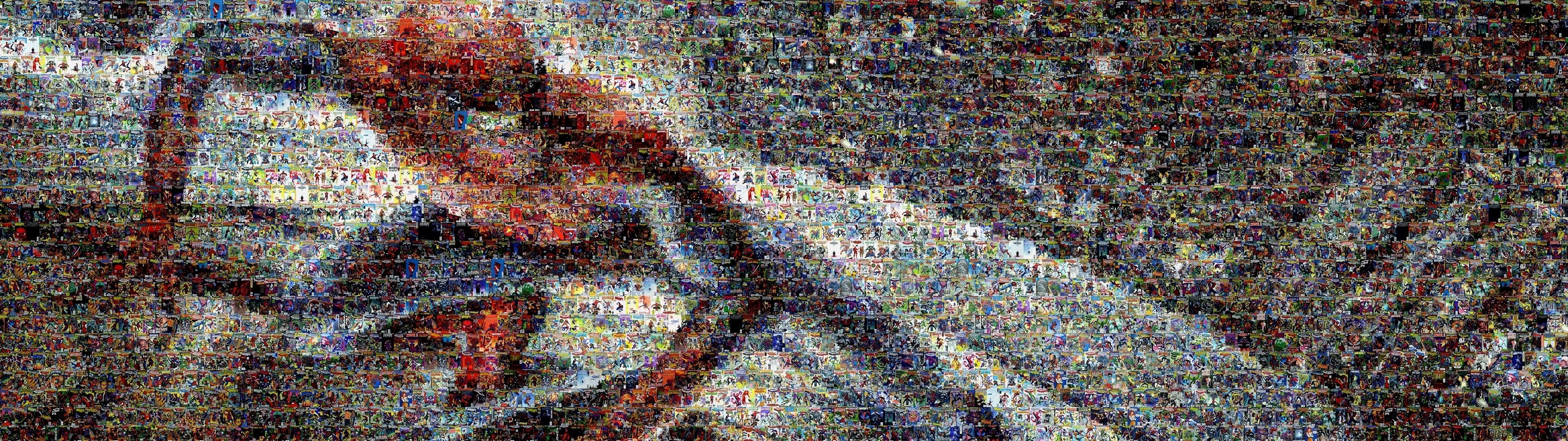 Spiderman Mosaic Marvel Comics Collage Multi Dual Screen   3840x1080 px Wallpaper