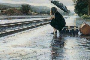 A Girl Waits At The Train Station