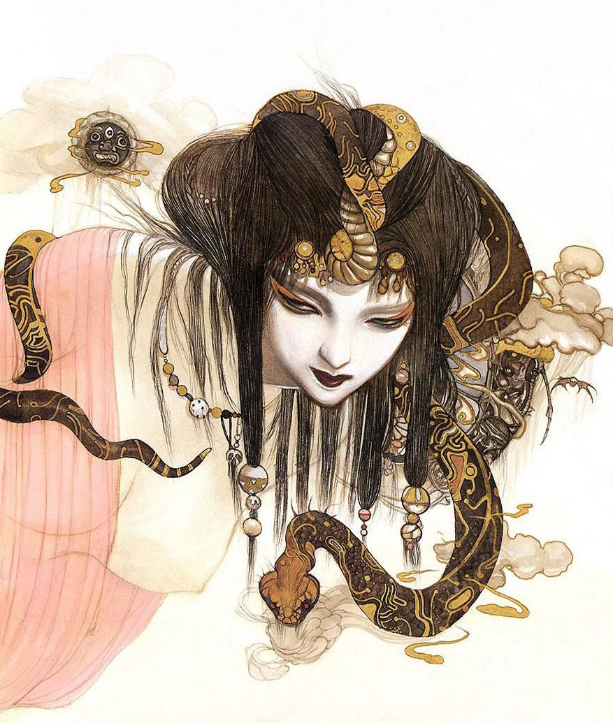 Final Fantasy Yoshitaka Amano Asian Woman Artwork Wallpaper