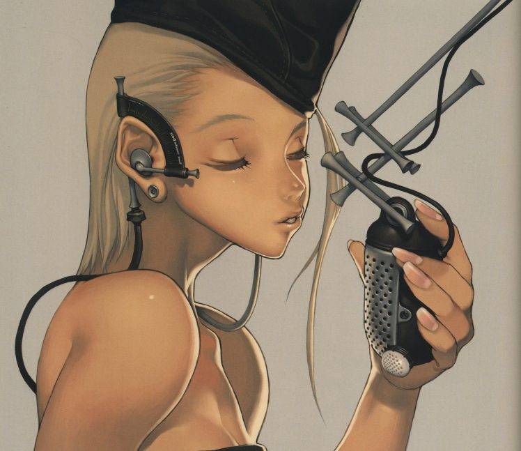 Hyungtae Kim Abstract Woman Sketch Microphone Volume HD Wallpaper Desktop Background