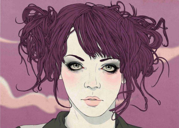 Jason Levesque Women Purple Illustrations Faces HD Wallpaper Desktop Background