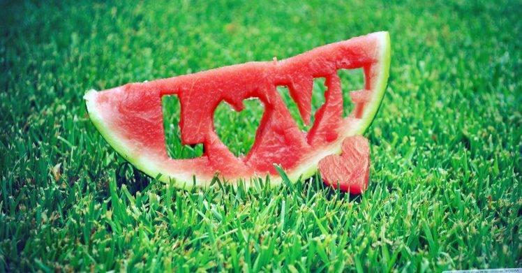 Love Watermelons On The Grass HD Wallpaper Desktop Background