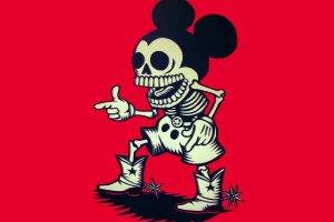 Mickey Mouse Simple Background Skeletons Comic Cartton Sketch