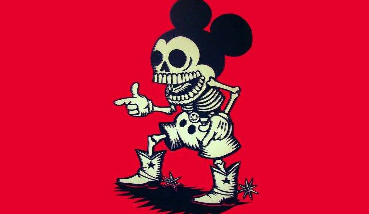 Mickey Mouse Simple Background Skeletons Comic Cartton Sketch HD Wallpaper Desktop Background
