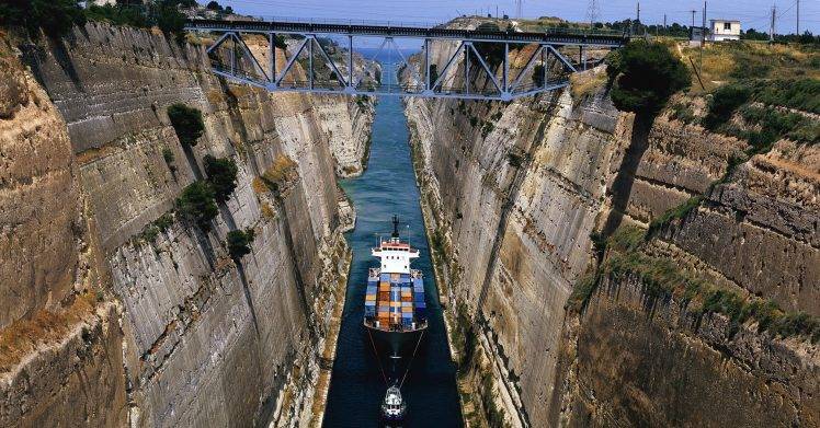 Ship Bridges In Greece HD Wallpaper Desktop Background