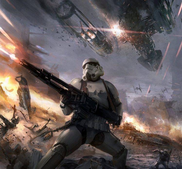 Star Wars Stormtroopers Fantasy Art Artwork Bwing Down HD Wallpaper Desktop Background