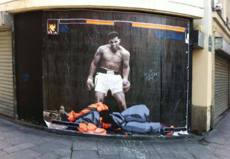 Street Fighter Fight Funny Graffiti Boxing Muhammad Ali Street Art Utopia Paris Video Games Humor HD Wallpaper Desktop Background