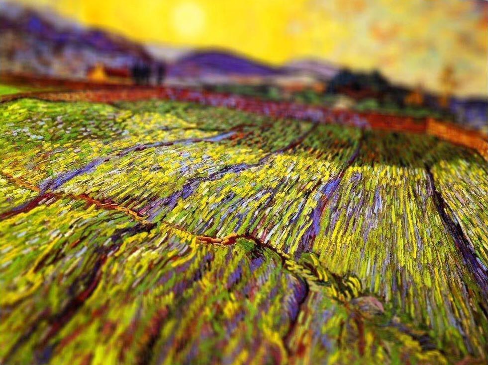 Vincent Van Gogh Tiltshift Typical Painting Artworf Field Wallpaper