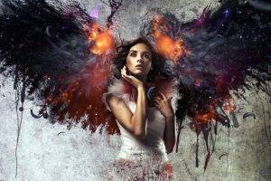 Women Wings And Angel Fire