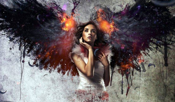 Women Wings And Angel Fire HD Wallpaper Desktop Background