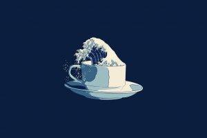 Abstract Minimalistic Waves Coffee Solid Simplistic Simple The Great Wave Off Kanagawa