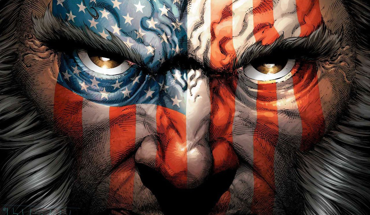 American Flasg Over Face Sharp Eyes Wallpaper
