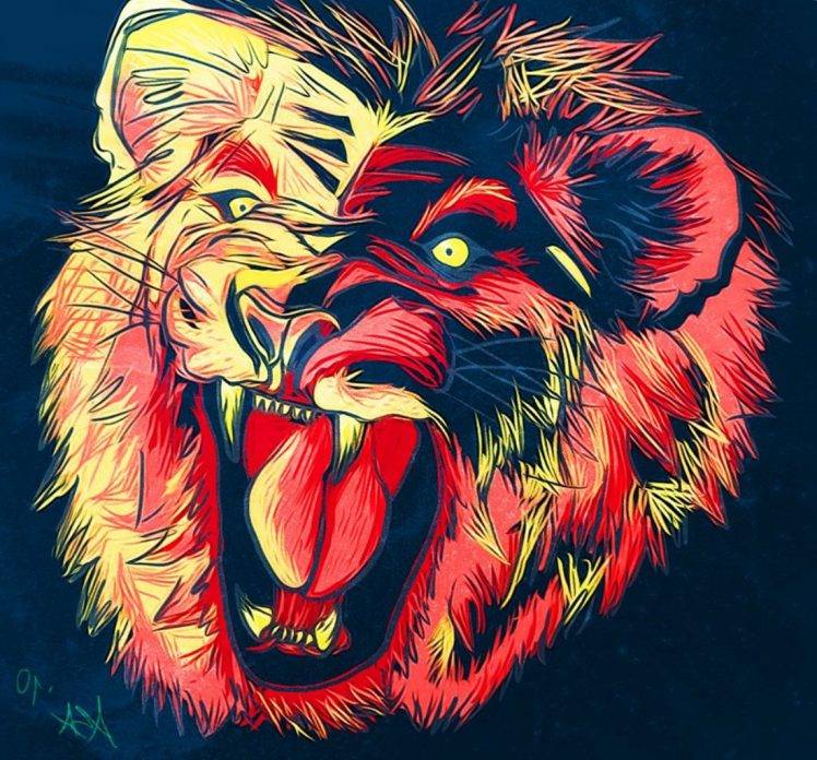 Artistic Lions HD Wallpaper Desktop Background