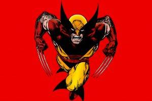 Cartoon Character Wolverine Marvel Comics Simple Over Red Background
