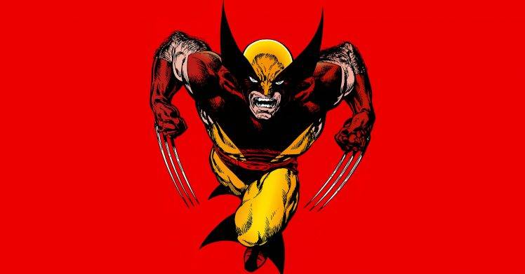 Cartoon Character Wolverine Marvel Comics Simple Over Red Background HD Wallpaper Desktop Background