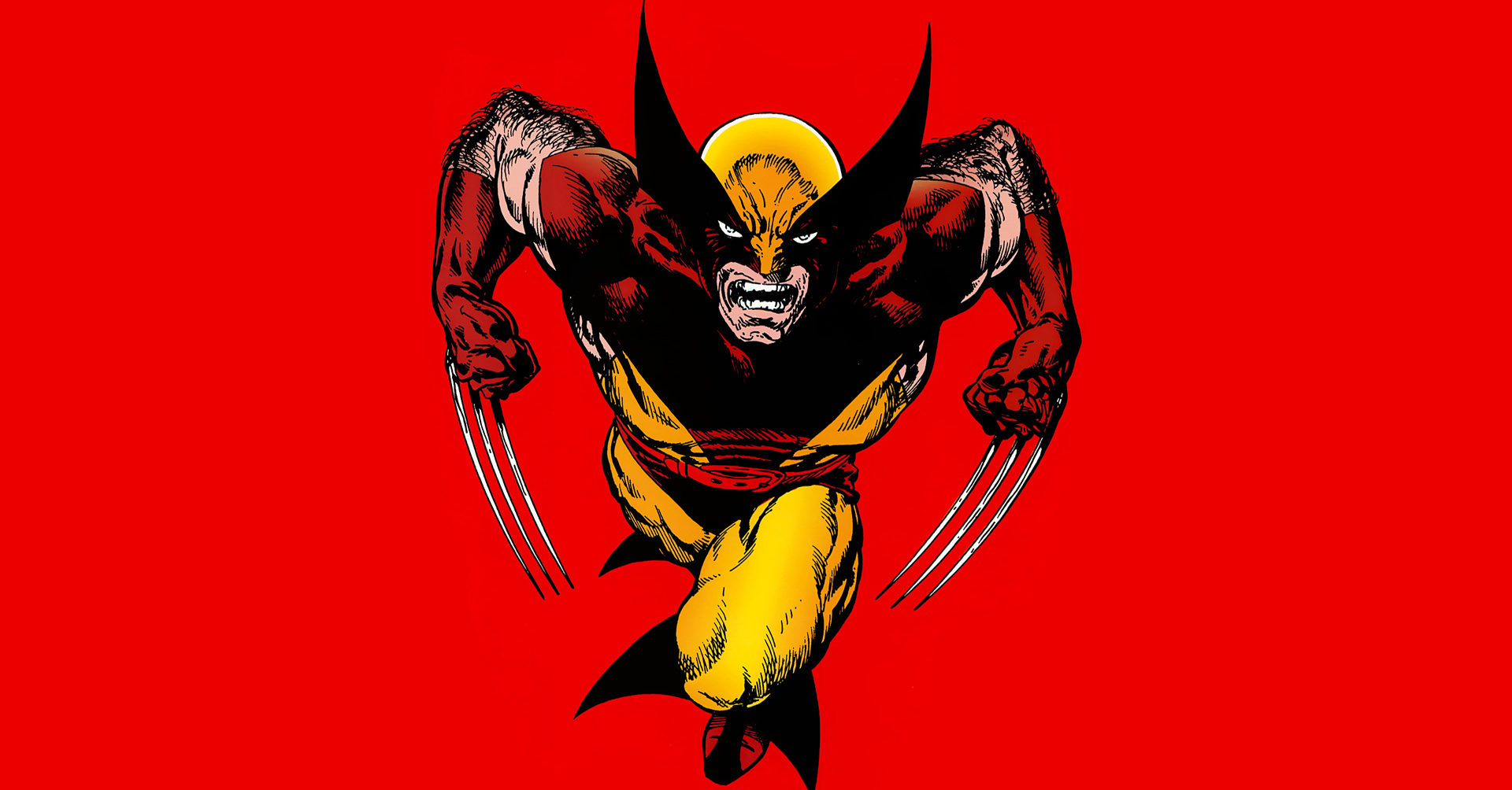 Cartoon Character Wolverine Marvel Comics Simple Over Red Background Wallpaper