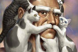 Cats Surreal Beard Old People Black And White Cats Love