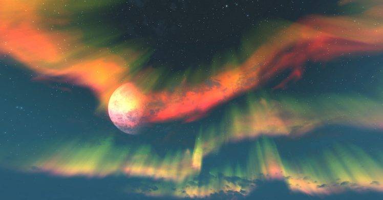 Cool Viewes Sky Moon Video Games Aurora Borealis The Elder Scrolls V Skyrim HD Wallpaper Desktop Background