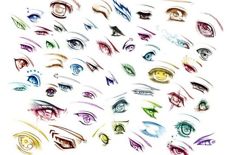 Eyes Drawings Eye Shapes Colorfull Looks HD Wallpaper Desktop Background