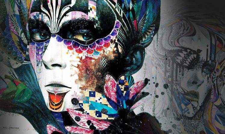 Greno Abstract Women Face Colorfull Artwork Blossom HD Wallpaper Desktop Background