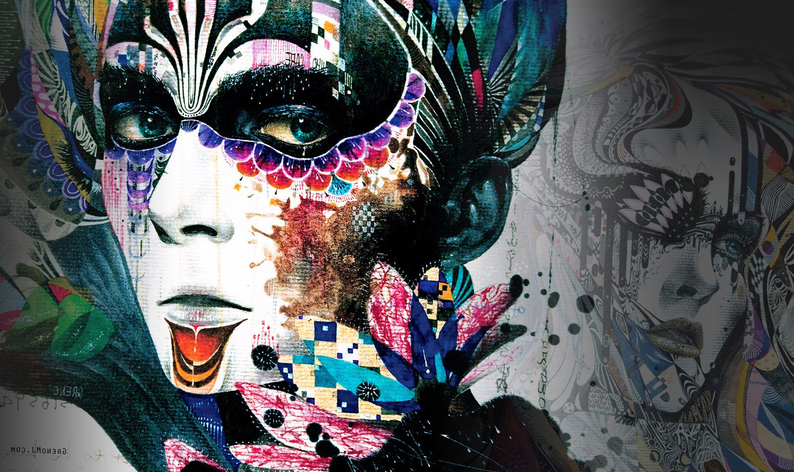 Greno Abstract Women Face Colorfull Artwork Blossom Wallpaper