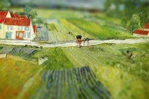 Horse Car Vincent Van Gogh Tiltshift Green Field Houses