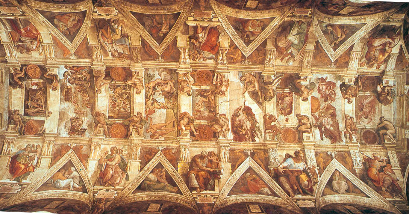Masterpiece Michelangelo Buonarroti Sistine Ceiling  Paintings Artwork Classic Art Ceiling Wallpaper