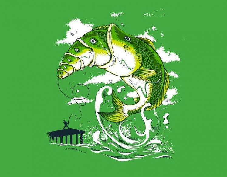 Minimalistic Fish Fishing Fun Art HD Wallpaper Desktop Background