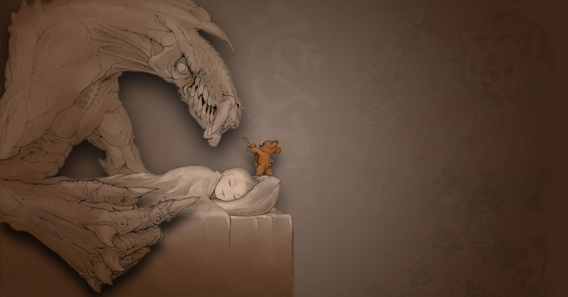 Monsters Sleeping Artwork Teddy Bears Wallpaper