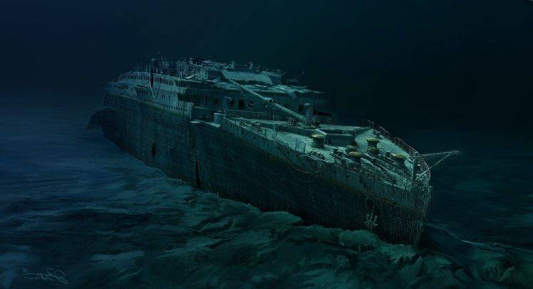 Paintings Paint Titanic Boats Underwater HD Wallpaper Desktop Background