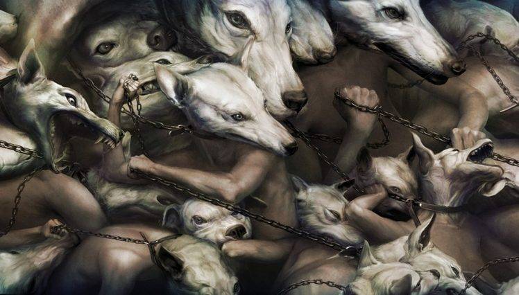 Ryohei Hase Dogs Surrealism Surreal Artwork HD Wallpaper Desktop Background