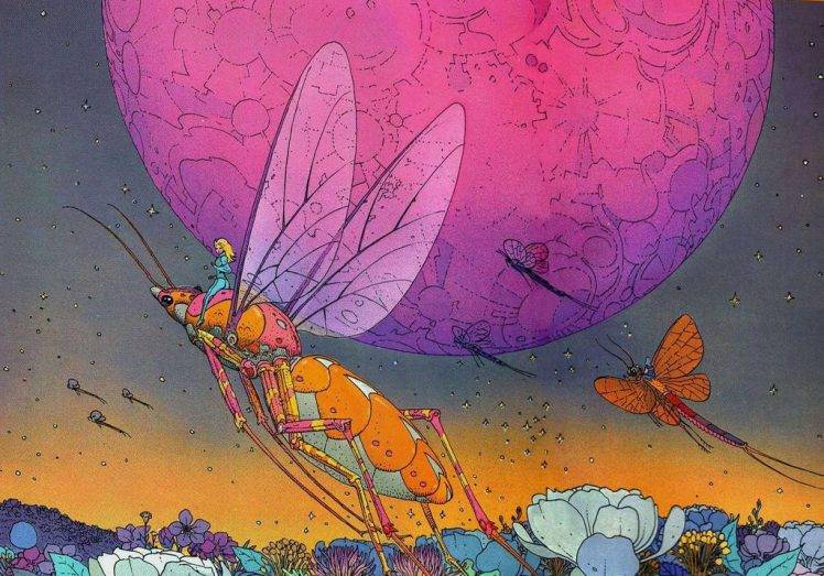 Science Fiction Artwork Traditional Art Moebius French Artist Landscapes Planets Insects HD Wallpaper Desktop Background
