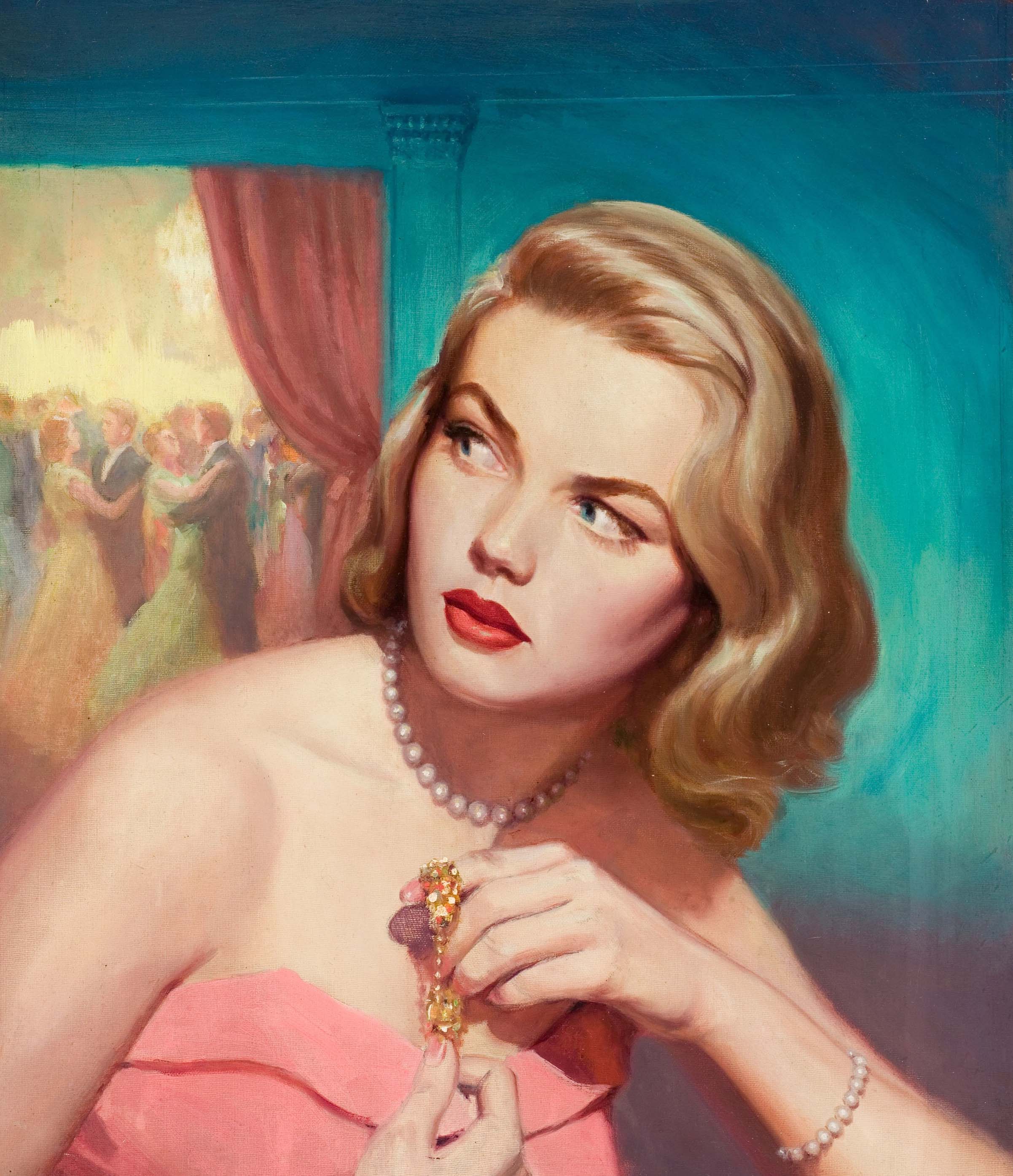 The Century Woman With Jevelery Blonde Retro Girl With Pink Dresses Wallpaper