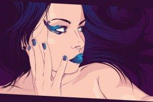 Vector Artwork Blue Haired Woman Nails