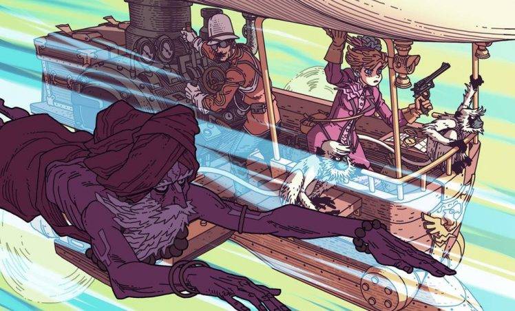 Women Guns Flying Steampunk Men Artwork Zeppelin Monkeys İndia HD Wallpaper Desktop Background