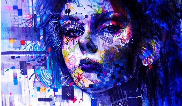 Women Multicolor Artwork Faces HD Wallpaper Desktop Background