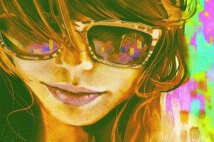 Women Multicolor Redheads Glasses Freckles Sunglasses Artwork Samkaat
