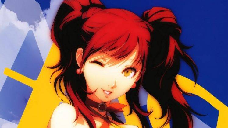 Persona 4, Rise Kujikawa, Video Games, Anime Girls, Winking, Twintails HD Wallpaper Desktop Background
