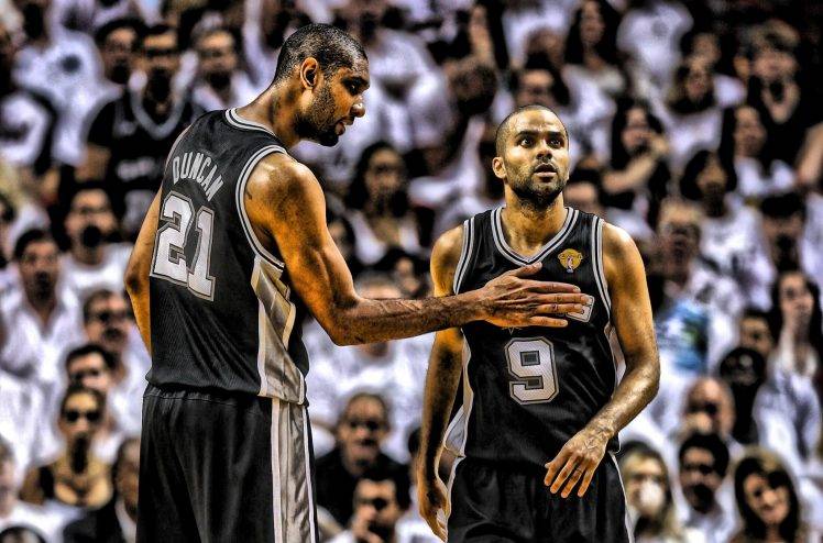 NBA, Tony Parker, Tim Duncan, San Antonio Spurs, Basketball HD Wallpaper Desktop Background