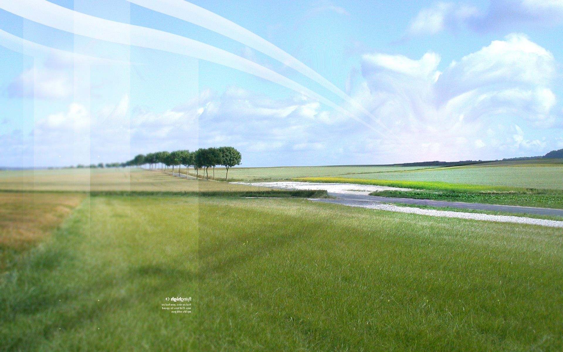 Desktopography, Nature, Landscape, Trees, Sky, Horizon, Grass, Digital Art Wallpaper