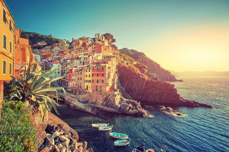 Italy, Sea, Landscape, Cityscape, Boat, Cinque Terre HD Wallpaper Desktop Background