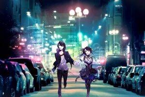 fantasy Art, Anime, City, Street, Lights, Colorful