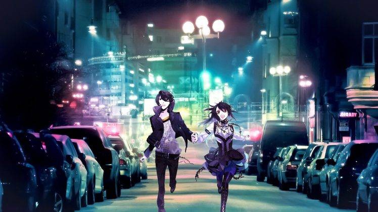 Fantasy Art Anime City Street Lights Colorful Wallpapers Hd
