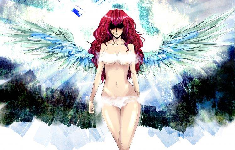 anime, Anime Girls, Fantasy Art, Redhead, Wings, Original Characters HD Wallpaper Desktop Background