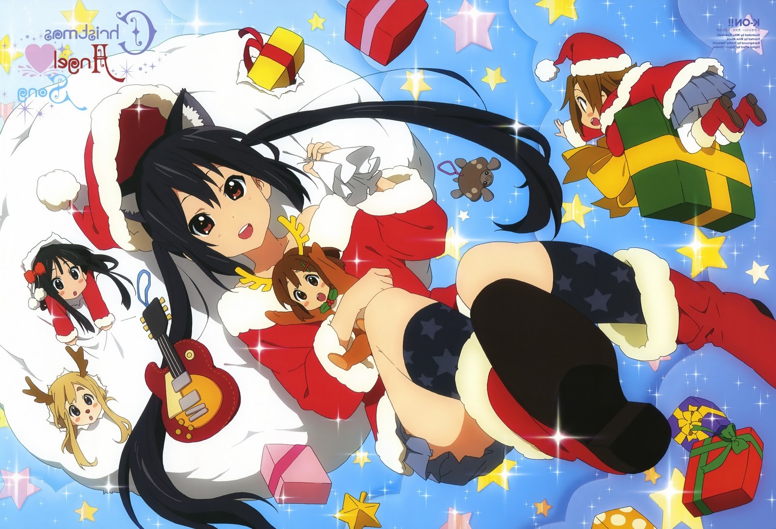 K ON!, Nakano Azusa, Akiyama Mio, Tainaka Ritsu, Kotobuki Tsumugi, Hirasawa Yui, Christmas, Anime, Anime Girls Wallpaper