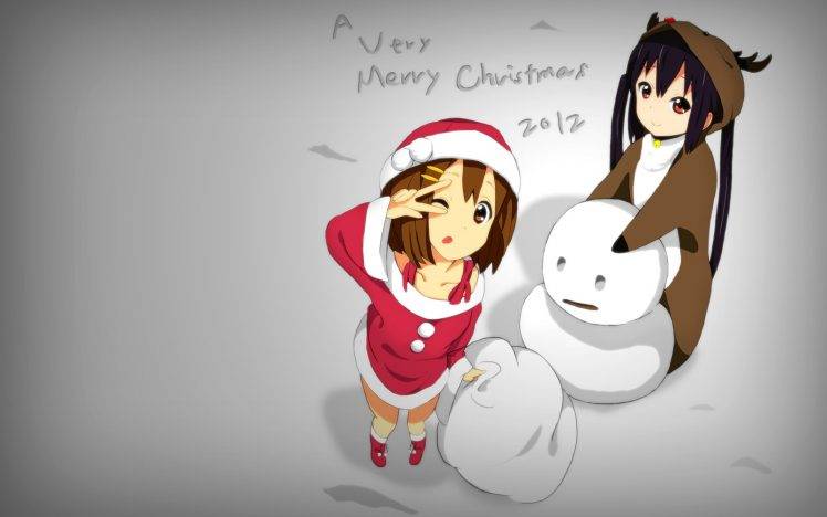 K ON!, Hirasawa Yui, Nakano Azusa, Anime, Anime Girls, Christmas HD Wallpaper Desktop Background