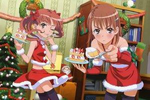anime, Anime Girls, Christmas, To Aru Kagaku No Railgun, To Aru Majutsu No Index, Misaka Mikoto, Shirai Kuroko