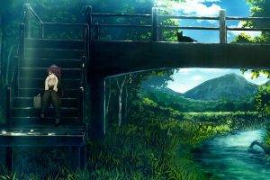 anime, Landscape, Senjougahara Hitagi, Monogatari Series, Cat
